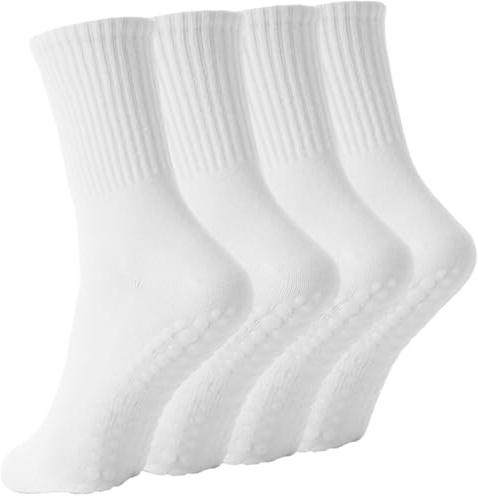 Yikki 4 Paar Pilates Socken Damen, Reformer-Yoga Socken | Rutschfeste weiche für Tanz, Fitness, Fitnessstudio, Ballett, Trampolin, Heim- und Krankenhaus, Einheitsgröße, 35-42