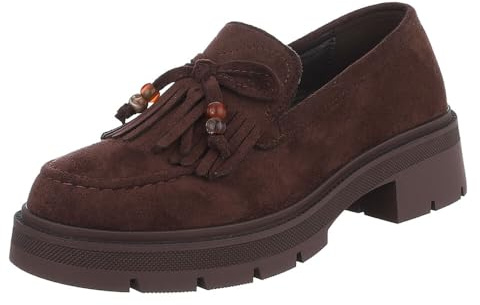 Ital Design Damen Loafer mit Blockabsatz, runde Spitze, Braun, Gr. 40