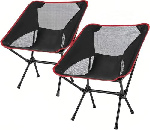 WildFun 2 Pcs Campingstuhl Klappbar Leicht, Strandstuhl Faltbar Klein Aluminiumrahmen mit Tragetasche, Camping Klappstuhl Trägt bis 100 kg für Picknick Angeln Outdoor Beach und Wandern