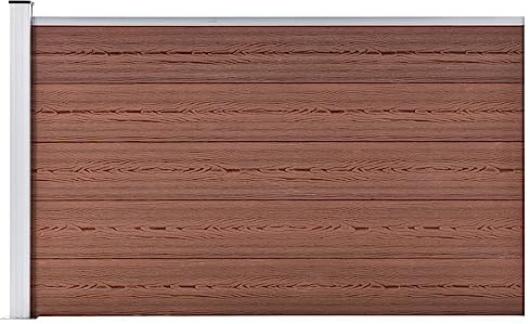 Qnhdfrt WPC Zaun 175x105 cm Braun – Sichtschutz für Garten – Robuster Sichtschutzzaun aus Holz-Kunststoff-Verbundwerkstoff inkl. Pfosten und Aluminiumstange