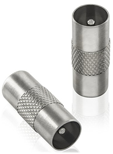 POPPSTAR 2x SAT-Adapter (IEC Antennenstecker auf Stecker), für Koaxialkabel - Antennenkabel, silbern