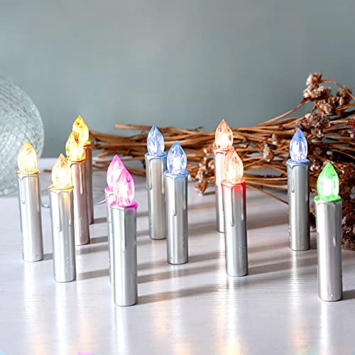 CCLIFE LED Weihnachtskerzen Kabellos RGB Kerzen Dimmbar Bunt Weihnachtsbaumkerzen Christbaumkerzen mit Fernbedienung Timer,Lichtfrabe:RGB