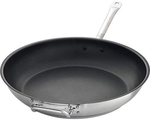 ilios Kochkunst Bratpfanne 40 cm mit Gegengriff, antihaftbeschichtet Induktionsgeeignet, aus Edelstahl