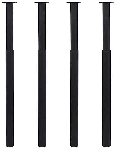 vidaXL 4x Teleskopfuß Teleskopisch Höhenverstellbar Tischbeine Tischfüße Möbelfuß Möbelbein Stellfuß Teleskop-Tischbeine Schwarz 710-1100mm