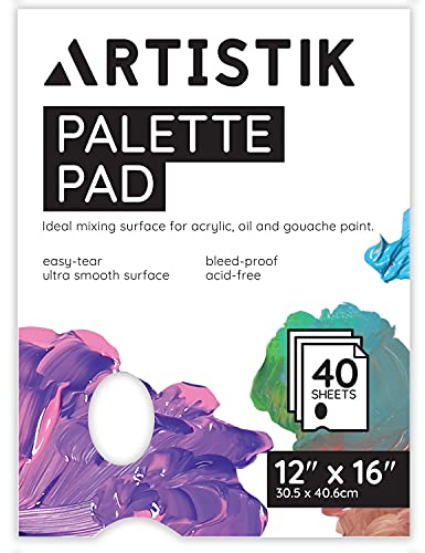 Tear-Off Palette (40 Sheets) Painting Palette Pad - Disposable Coated White Bleed-Proof Palette Sheets for Mixing Acrylic Watercolour Oil and Gouache Paint Colours, 12x16/30x40cm