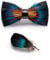 JEMYGINS Handgemacht Hochzeit Party Leder Feder Fliege Schwarz/Blau / Gelb2 Fliegen mit Geschenkbox Set für Herren In mehreren Farben(23)