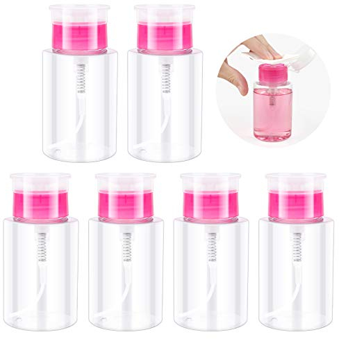 6 Pièces Distributeur de Pompe de Dissolvant Flacons de Dissolvant de Vernis à Ongles Bouteille Vide de Plastique de Dissolvant pour Vernis à Ongles Manucure Démaquillant