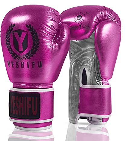 LDLD Guantoni da Boxe di Lusso per Uomini e Donne, Guantoni da Boxe MMA Muay Thai Sanda Guanto da Combattimento Taekwondo Training Guanto per Arti Marziali,Viola,12oz