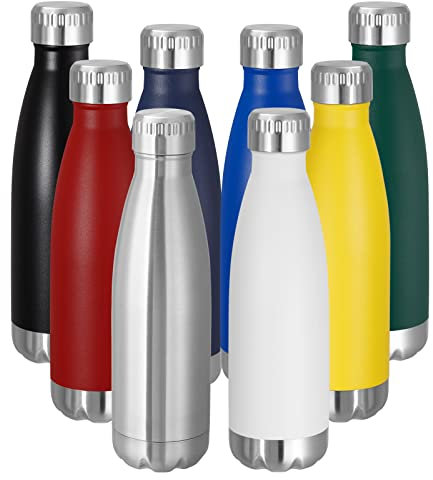 VEGOND 17oz Stainless Steel Water Bottles Bulk, Reusable Metal Sports Water Bottle Keeps Drink Hot and Cold, BPA Free Double Wall Vacuum Cola Shape Insulated Water Bottles for Camping Gym, 8 Pack