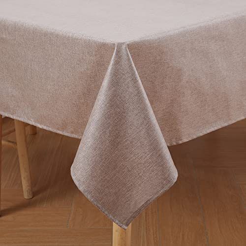 Homaxy Leinenoptik Tischdecke Abwaschbar Lotuseffekt Eckig 140 x 140 cm Tischtuch Leinendecke Wasserabweisend Tafeldecke Tischwäsche Fleckschutz, Leinen