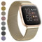 Oumida Armband für Fitbit Versa 2 Armband/Fitbit Versa Armband/Fitbit Versa Lite Armband für Damen Herren, Prämie Edelstahl Metall Ersatzarmband Armbänder mit Starker Magnet,Klein Champagner Gold