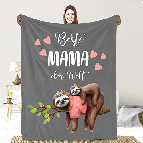 Geschenke für Mama Faultier Kuscheldecke Flauschig An Meine Mama Personalisierte Decke,Super Weich Warme Sofadecke Wohndecke Schlafdecke, Geburtstag, Weihnachten Geschenke