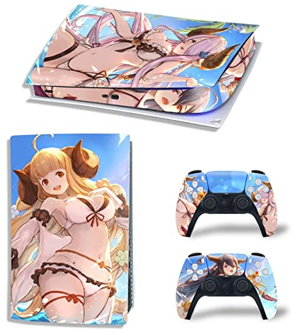 KACBRU Konsolen-Skin Anime für PS5 Digital Edition Skin für Konsole und Controller, Vinyl-Aufkleber, langlebig, kratzfest, kompatibel mit P-S5 61007 Skins Wraps Geschenk