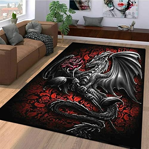 Tappeti Design Teppich Kurzflor Flächen Teppich 80 X 120 cm Dunkler Drache Soft Touch Large Area Wohnzimmer Teppiche Schlafzimmer Teppich 80 * 120cm