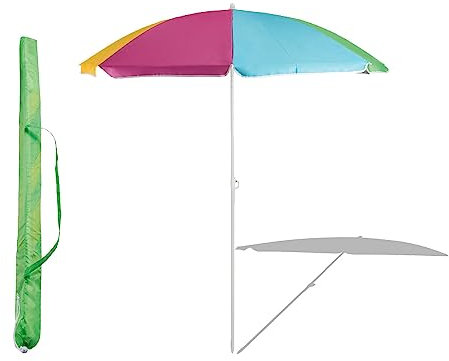 PaMeer Beach Umbrella/Parasol, Portable Tilting Garden Parasol Umbrella, Height Adjustable, Round Beach Umbrella, Sun Shade