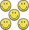 Mono-Quick Smiley 5 Stück - Aufnäher, Bügelbild, Aufbügler, Applikationen, Patches, Flicken, zum aufbügeln, Größe: 3,5 x 3,5 cm
