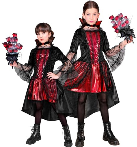W WIDMANN MILANO Party Fashion - Kinderkostüm Vampir, Kleid und Halskette, Gothic, Blutsauger, Dunkle Gräfin