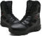 5.AA JX068 Leder Stiefel Kampfstiefel Einsatzstiefel mit Reissverschluss Militär Bundeswehr Wandern Tactical Boot Schwarz 44EU