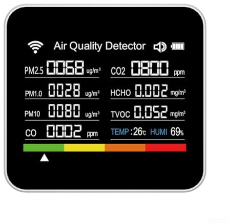 15-in-1 Luftqualitätsmonitor für PM2.5, PM1.0, PM10, , TVOC, Formaldehyd, HCHO, Temperatur, Luftfeuchtigkeitsmonitor, unterstützt für Tuya Smart WiFi (schwarz)