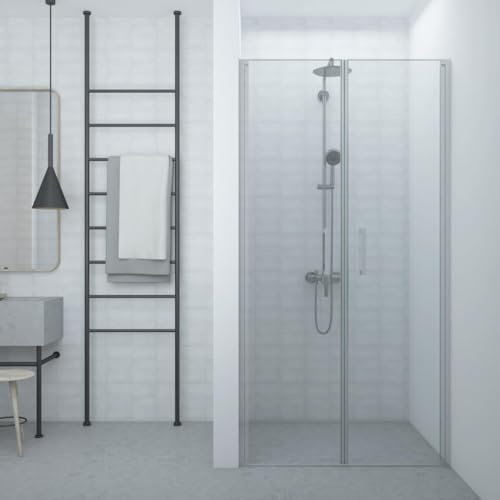 Cabine de douche 90 cm Saloon Mur Mur avec deux portes battantes En Cristal trempé Satiné