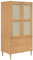 vidaXL Kleiderschrank, Garderobenschrank mit 2 Schubladen 4 Fächern, Garderobe Mehrzweckschrank mit Rattan-Optik, Schrank Flurschrank, Braun Kiefernholz