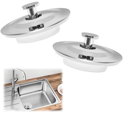 Ø 42-45mm Badewannenstöpsel Ltsbaed 2 Stück Silikon Waschbeckenstöpsel aus Edelstahl Universal Abflussstopfen Badewanne Auslaufsicher Stöpsel für Badewannen, Küche, Badewannen, Waschbecken