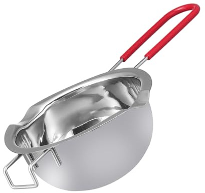 Cabilock Metal Butter Pot for Melting Pot Fondue Set Chocolate Melting Pot Machine Milk Heating Utensil Wax Melting Pot Red Silicone Cover Handle