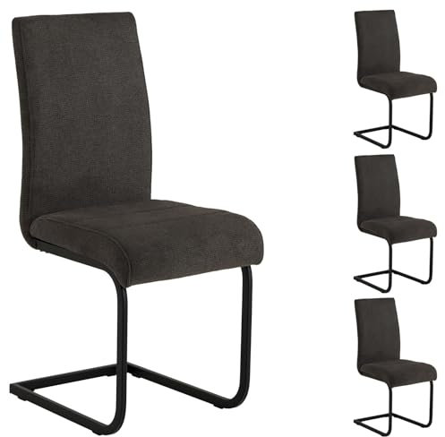 IDIMEX Schwingstuhl Leticia, 4er Set, anthrazit/schwarz, Bequeme Polsterung, Robustes Metallgestell. Ideal für Esszimmer & Küche. Modernes Design, langlebig, Pflegeleicht, vielseitig einsetzbar.