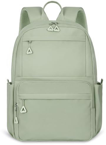 FIORETTO School Bag Lightweight School Backpack Rucksack Bag for Women Teenage Girls Boys, Water Resistant 15.6 Inch Laptop Backpack Bookbag Secondary College Work Travel (B-Green)