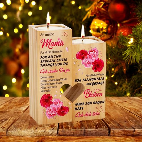 Oppakou Muttertagsgeschenk für Mama, Personalisierte Geschenke für Mama Werdende Mutter Oma, Kerzenständer Mama Geburtstagsgeschenk, Geschenk Mutter Geburtstag