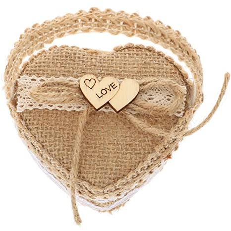 MUCKLILY 1stk Ringschachtel Webkorb Gewobener Korb Ringkorb Vintage-ring Ring Für Mädchen Geschenkkörbe Für Frauen Kissen Aus Holz Holzdekor Sackleinen Herzförmig Fräulein Leinen-