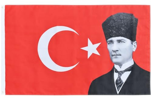 Türkische Fahne Flagge Atatürk Türkei Bayrak 150X90cm Flaggen Türkiye Bayragi Wetterfest 100% Polyester