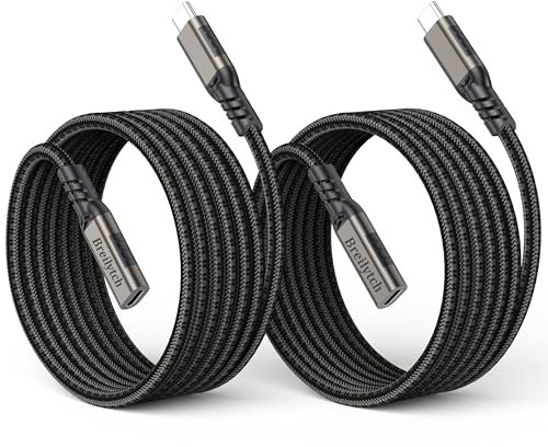 Breilytch USB C Extension Cable 10FT 2 Pack, Long USB C Extender USB 3.2 Type C Male to Female Cord Charging for iPhone 16/15/Laptop/MacBook iPad Pro/Magsafe/Charger/USB C Hub