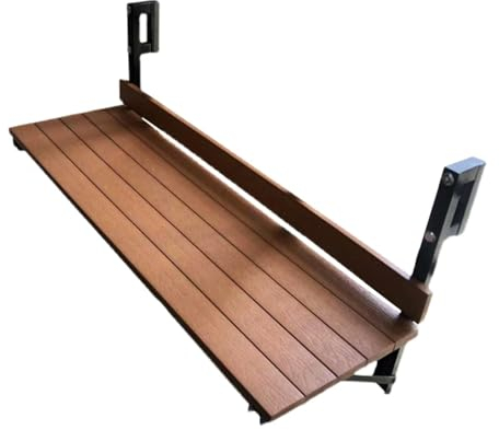 ToeWoe Außengeländer Bar Tisch Fit Geländer Von 1,18 bis 3,9 Klappbare Balkon Beistelltische Kleiner Raum Garten Schmaler Pflanzenhalter für Terrasse und Deck