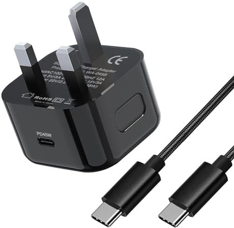 45W Charger Plug and Cable for Samsung Galaxy S25 Ultra/S24 Ultra/S23 FE/A56 5G/S24 Plus/S22 S21 A55 A36/A34 A15 A25 A53,Tab S7 S8 S9 S10 iPhone 16e/16 Pro Max Super Fast USB C Charging Phone Adapter