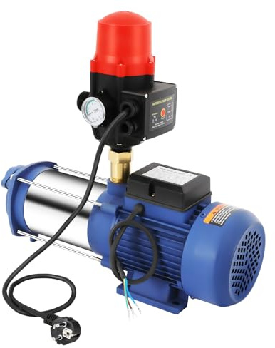 4000L/H Gartenpumpe Kreiselpumpe Mit Schalter 2500W Edelstahl Hauswasserwerk Wasserpumpe 66.7L/Min 2850 rpm