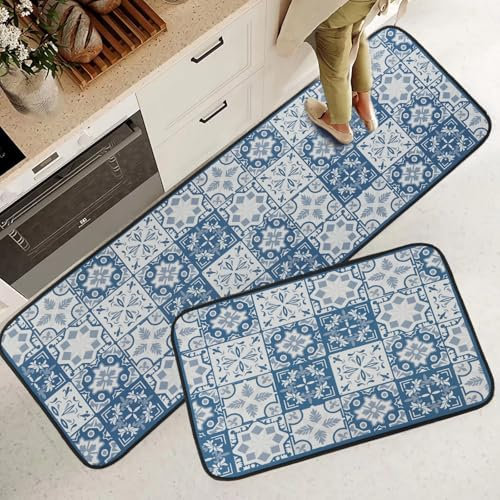 Fecialy Alfombras de Cocina y Baño, Alfombra Antideslizante y Antifatiga para Cocina y Pasillo, 40x60+40x120cm