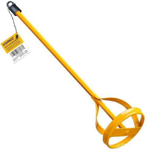 Viganoc Paint and Mud Mixers, Paint Stirrer for Drill Bits in 1 to 5 Gallon Drums, Fits All Standard Drill Bits, Hex Head Non-Slip, Easy to Clean, Paint and Plaster Mixers Stirrer Tools (Yellow)