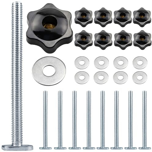 24 Pcs T Track Bolts And Plastic Hand Nuts Kit,M8 t Slot Bolts,T Track Clamp Accessories For Woodworking Tool Slot Fastener And Fixtures (T)