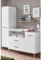 Lomadox Babyzimmer Set Schrank Wickelkommode Wickelaufsatz Wandboard skandinavischer Stil weiß mit Eiche