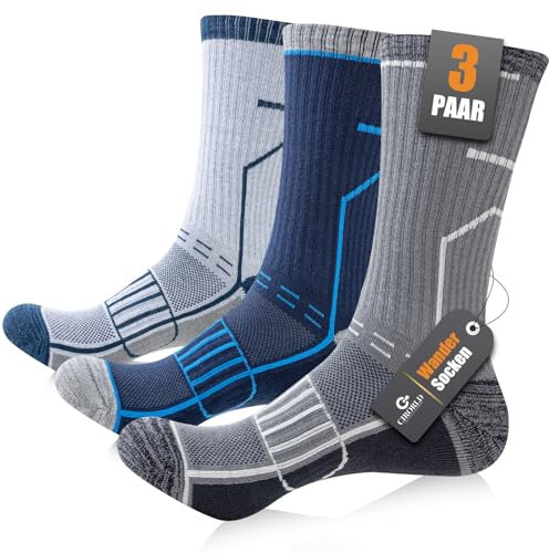Circorld Calzini Uomo, Anti-Vescica Calze Trekking Uomo Donna, Calze Sportive Cotone, Calze Spugna Running, Calze Ciclismo, Calze Lavoro, 3 Paia