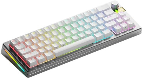 Glorious Gaming GMMK 3 Pro HE: Wireless Gaming Keyboard, Hall Effect, Aluminum Case, 8K Polling Rate, Switches with Hot Swap MX and HE, Adjustable Action, Compact 65%, QWERTY US - Silver