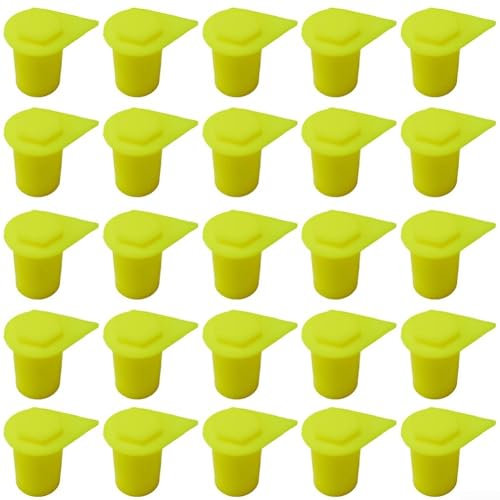 25 Stück Radmutter-Indikatoren, auffällige gelbe Staubkappe, lange Radmutter-Indikatoren, lose Mutternanzeige für LKW, Wohnwagen, Anhänger, 25 x 21 mm