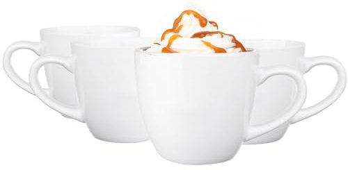 Glasmark KROSNO 1992 Bruno Tassen-Set 4-teilig Kaffeetassen Teetasse aus Keramik 4-er Set Weiß 230 ml