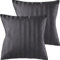 Pure Label 2er Set Mako Satin Damast Streifen Kissenbezüge 40x40 cm aus 100% Baumwolle in dunkelgrau| Traumhaft weiche Deko Kissen passend zu unseren Bettwäsche Sets