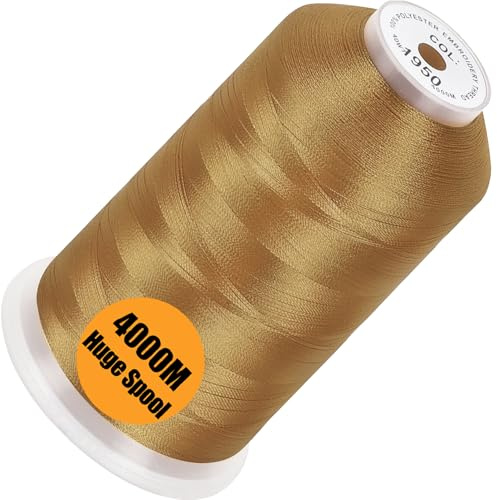 New brothread - Einzelne Riesige Spule 4000M/Jede 100% Polyester Maschinen Stickgarn 40 WT für Gewerbliche und Haushalts Maschinen - Christmas Gold