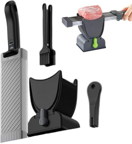 NRSW Trancheuse à Viande Multifonctionnelle, Épaisseur Réglable 2 ou 4 mm, Coupe-Porc Manuel pour Bœuf, Noir