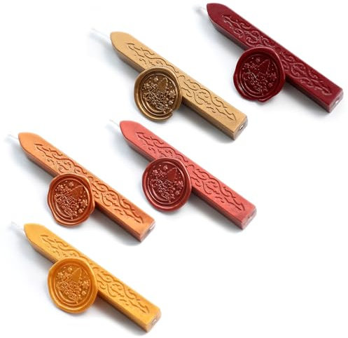 Ovaletta 5 Farben Siegelwachs A, Siegelwachs Set, Siegelstempel Weihnachten, Siegelstempel Personalisiert, Siegelwachs Rot, für Geschenkverpackungen, Einladungen, Karten, Umschläge, Weinpakete