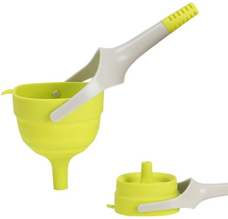 VirtuGro Embudo Cocina Embudo Pequeño Embudo Grande Embudo Boca Ancha Embudo Plegable de Silicona Embudo de Mermelada Embudo Alimenticio Con Mango Para el Trasiego de Líquidos de Cocina Verde 10.5cm