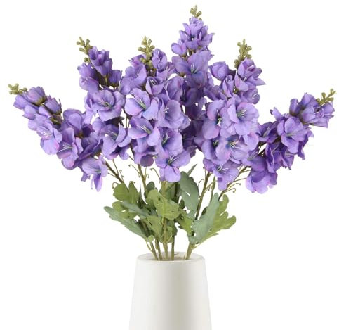 Fqueelvys Künstliche Gladiolen, 6 Stück, 85,1 cm langer Stiel, künstliche Gladiolen, Seidenblumen, Kunstgladiolen für hohe Vasen, Hochzeit, Zuhause, Party, Tafelaufsätze, Tischdekoration,